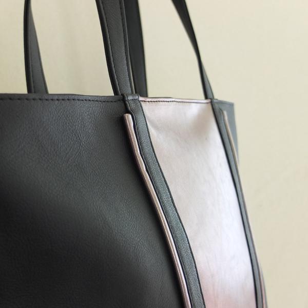 Sac cabas en cuir vegan de pomme noir et piñatex marron, fabriqué en France, maroquinerie vegan et éthique camille